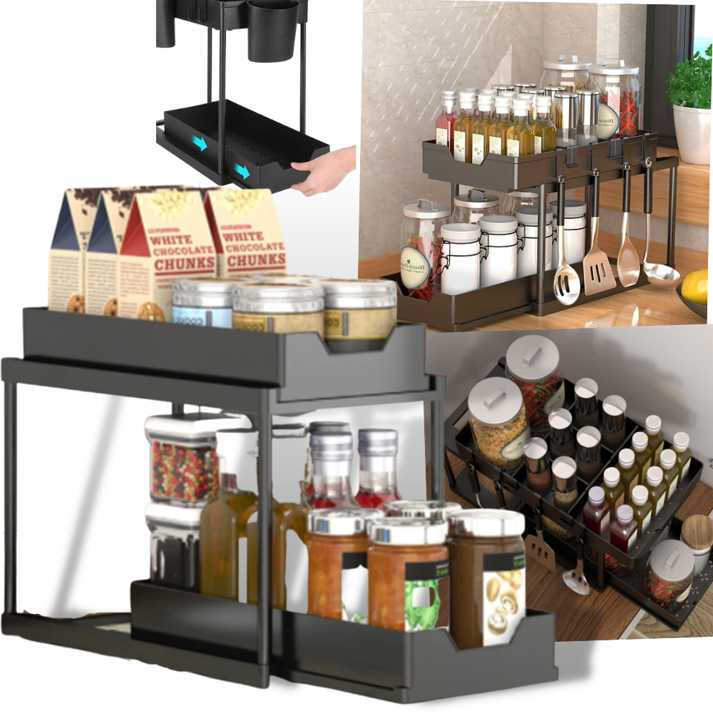 Double-Drawer Kitchen Spice Rack