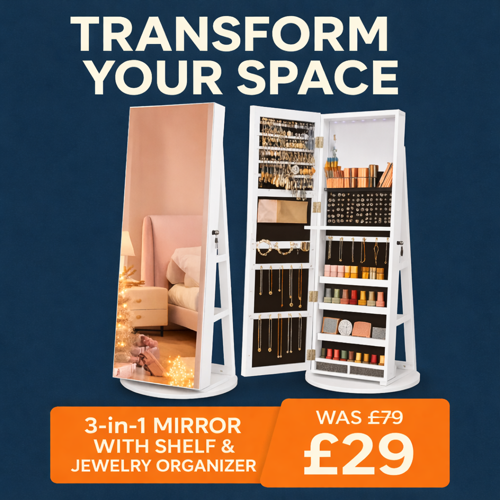 ✨ 3-in-1 Mirror with Shelf & Jewellery Organiser – Style Meets Function